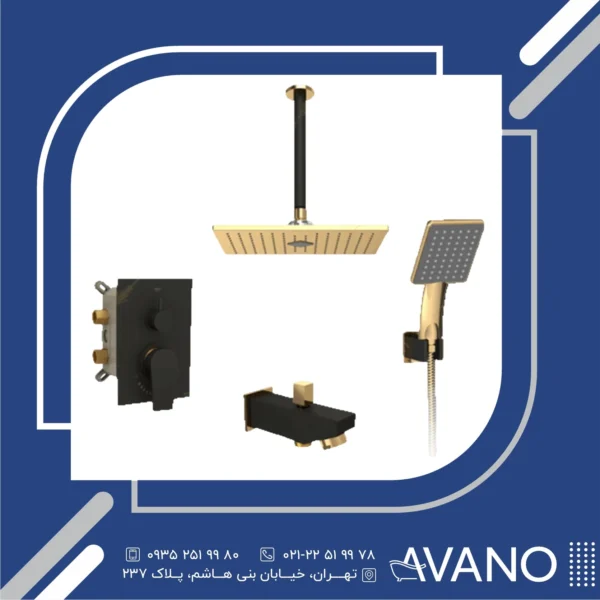 شیر دوش توکار شودر مدل رومر پلاس تیپ 4 brass